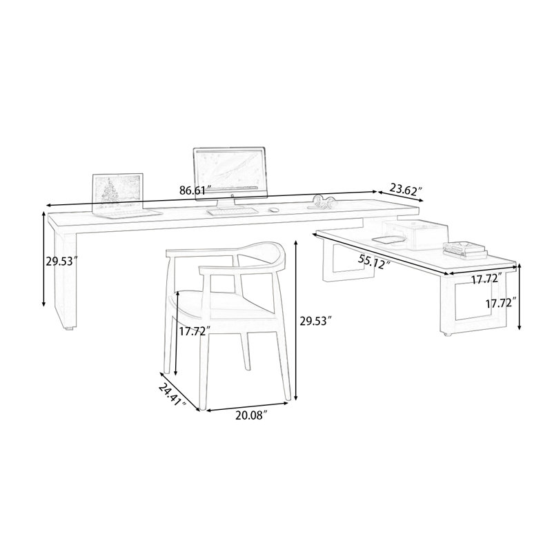 Loon Peak® Hasnat Solid Wood Rectangle Desk And Chair Set Office Set